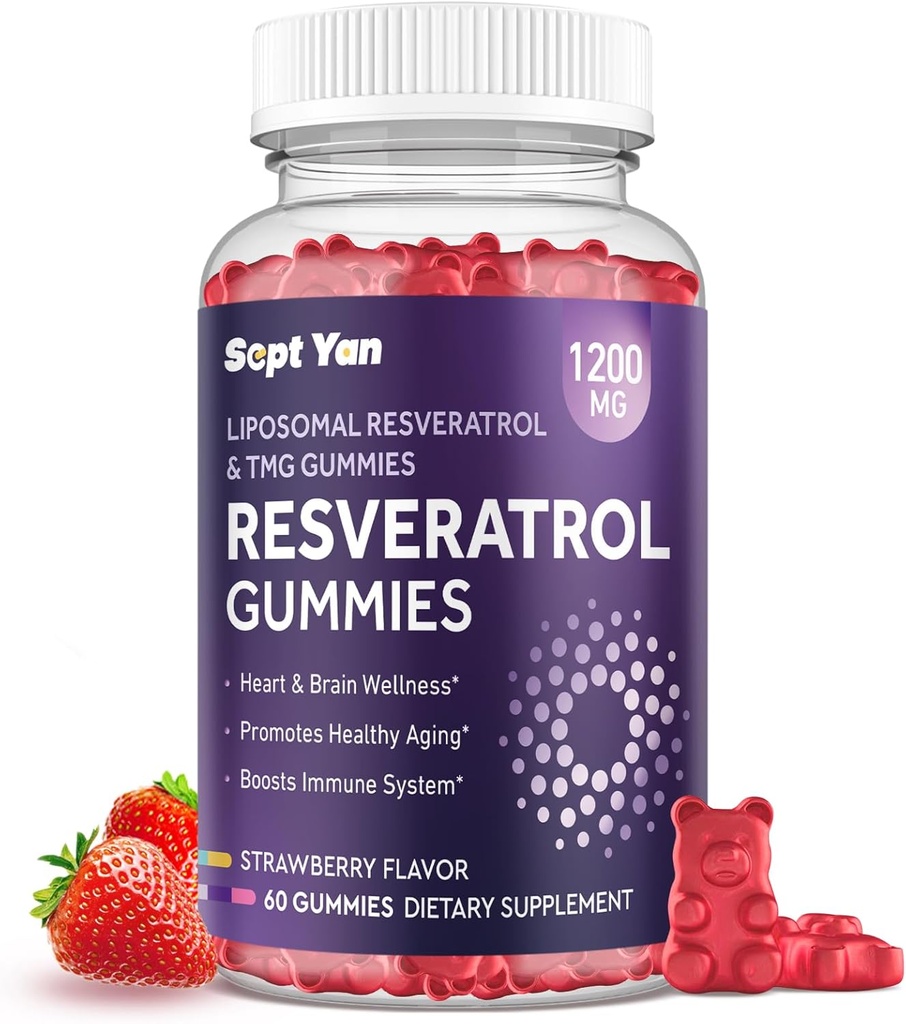Liposomal NAD Resveratrol Supplement Gummies 1200mg med NAD+, Quercetin, TMG, Pterostilbene, Rødvinekstrakt, Antioksidant, Sunn aldring, Cellular Repair, Energi, Hjernefunksjon - 60 Gummies