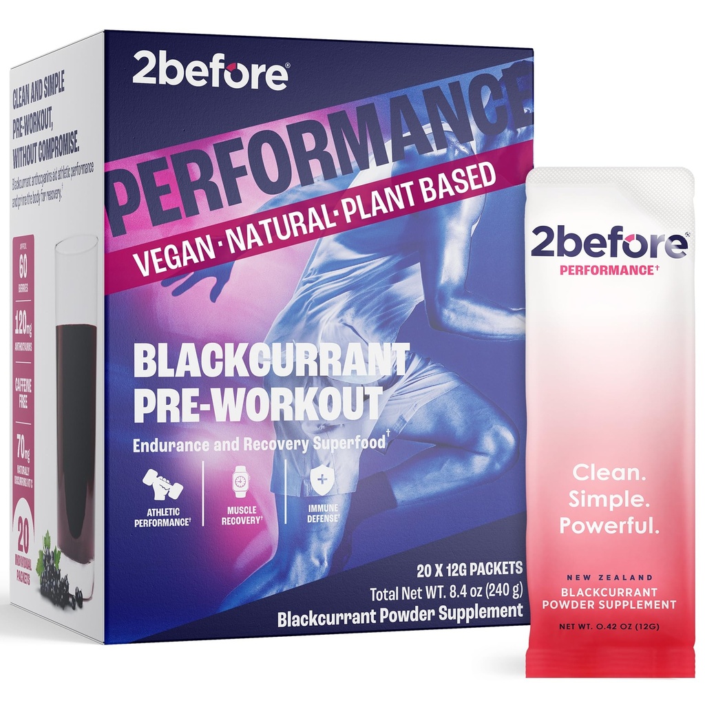 2før Blackcurrant I Alle naturlige Vegan Pre Workout, Koffein Gratis Jeg Renser Energi, Endurance, Recovery Jeg For Trening Kvinner og Menn I 20 x Individual Packets Jeg Informert Sports sertifisert