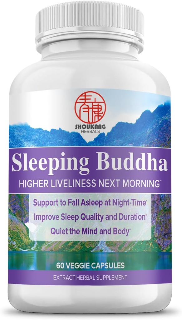 Herbal kinesisk medisin kosttilskudd for søvn kvalitet og varighet, sove Buddha HERBALS, stille sinnet og kroppen, 60 kapsler