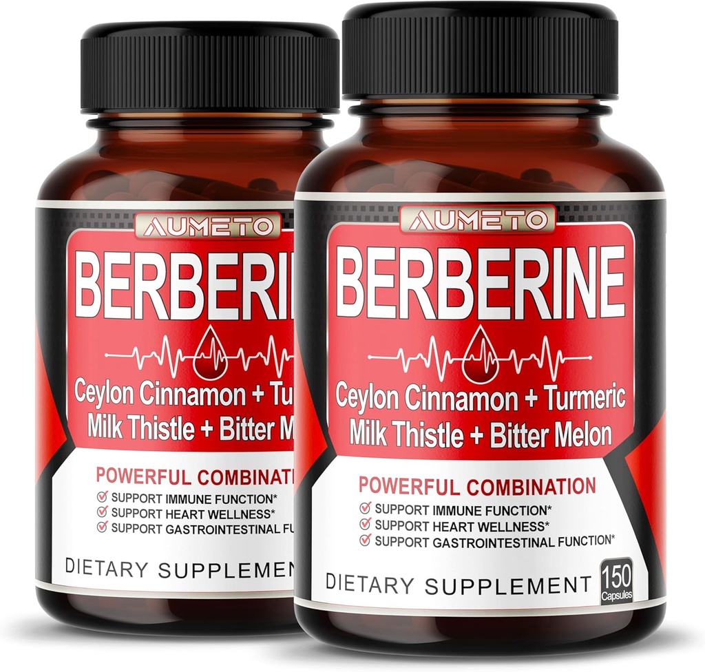 8 i 1 Berberine Supplement - Per Capsule Tilbyr - Støtte Digestion, Immunitet - med Ceylon Cinnamon, Melk Thistle, Turmeric, Bitter Melon