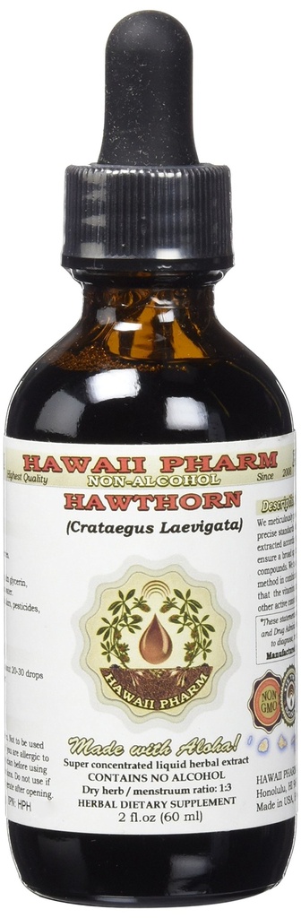 Hawthorn alkoholfri flytende ekstrakt, organisk hawthorn (Crataegus Laevigata) tørket Berry Glycerite 2 oz