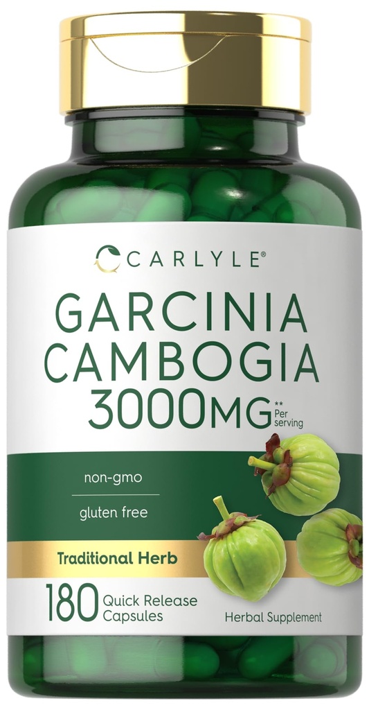 Carlyle Garcinia Cambogia Ekstrakt | 3000mg 180 kapsler | Ikke-GMO, Glutenfri Supplement