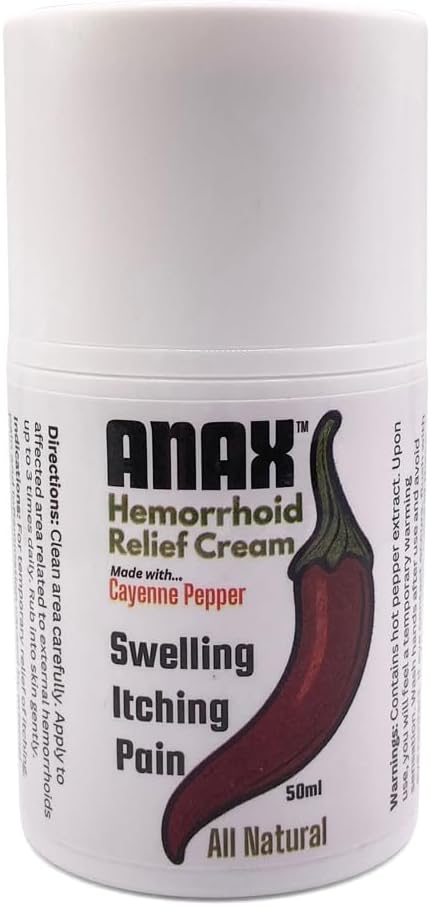 Anax Natural Hot Pepper Cream hjelper anal kløe, smerte og inflammasjon relatert til hemorroider