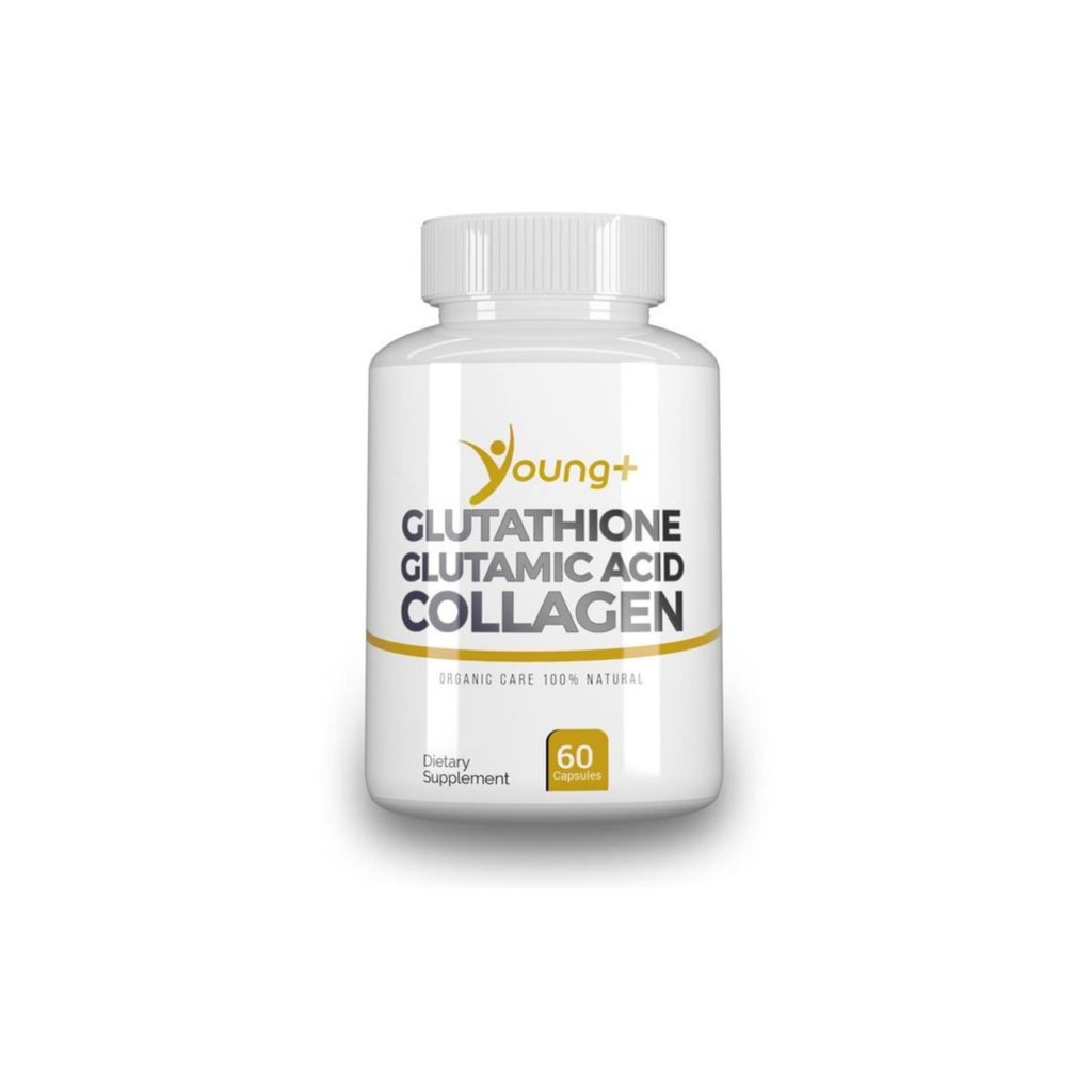Ung + Glutation, glutamsyre og kollagen. Antioksidant Supplement - 1000 mg, 60 kapsler