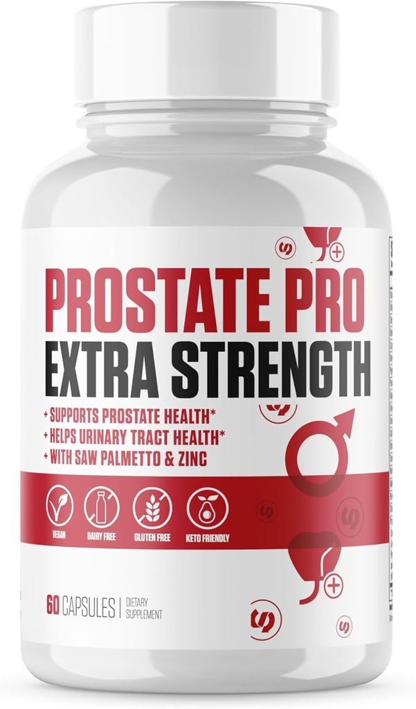VITALUX | #1 Bedømmet Premium Prostate Support Supplement || Urine Tract Health, hjelper prostata funksjon | Ultra dosert formel m/ 30 Kraftige ingredienser | 3. part testet + USA laget - 60 kapsler