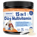 ZEBORA Hund Multivitamin pulver med glukosamin, hundevitaminer og kosttilskudd for immunstøtte, hud og Coat Supplement med Omega 3 for Allergy Relief, Probiotika for Digestive & Gut Health