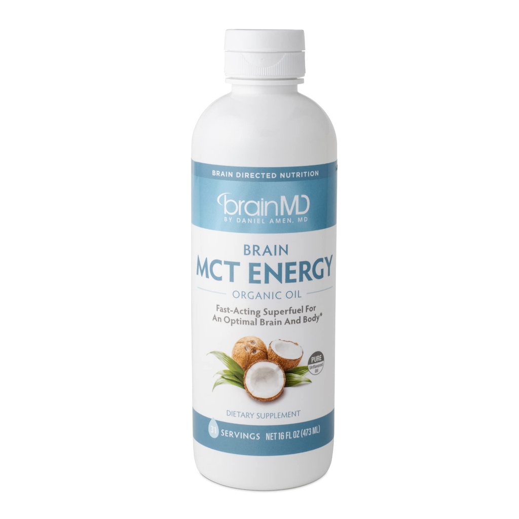 Dr Amen BrainMD Hjerne MCT Energi - 16 fl oz - Energi støtte for hjernen og kroppen - forbedrer fokus og tilfredshet - ren og rask handling - Glutenfri - 31 Services