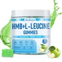 HMB og L-Leucine Gummies, 3000 mg, med Trehalose, for muskelvekst, muskel relief og treningsgjenvinning, for voksne & eldre, ikke-GMO, Vegan, Glutenfri, Apple Flavor, 120