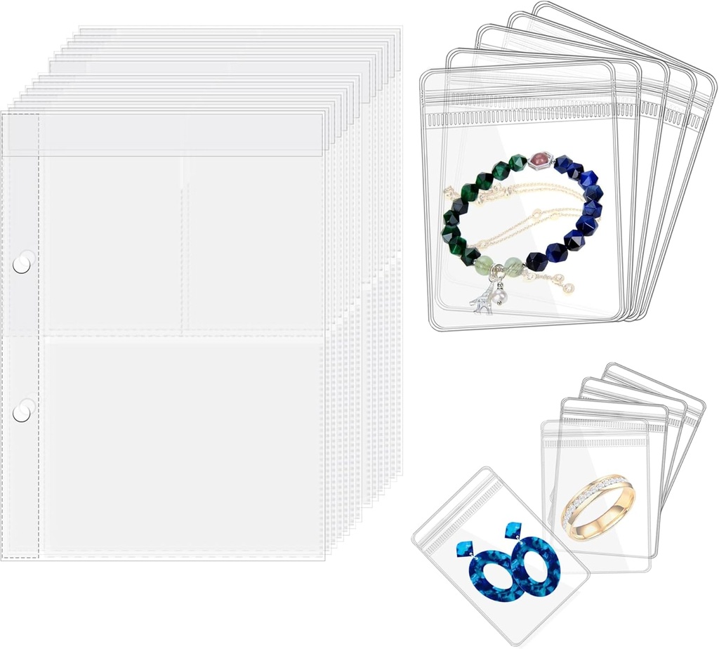 Reise smykker Arrangør tilfelle gjennomsiktige smykker lagringsbok Binder veske for øredobber, Ringer, halskjede, armbånd, indre sider og poser