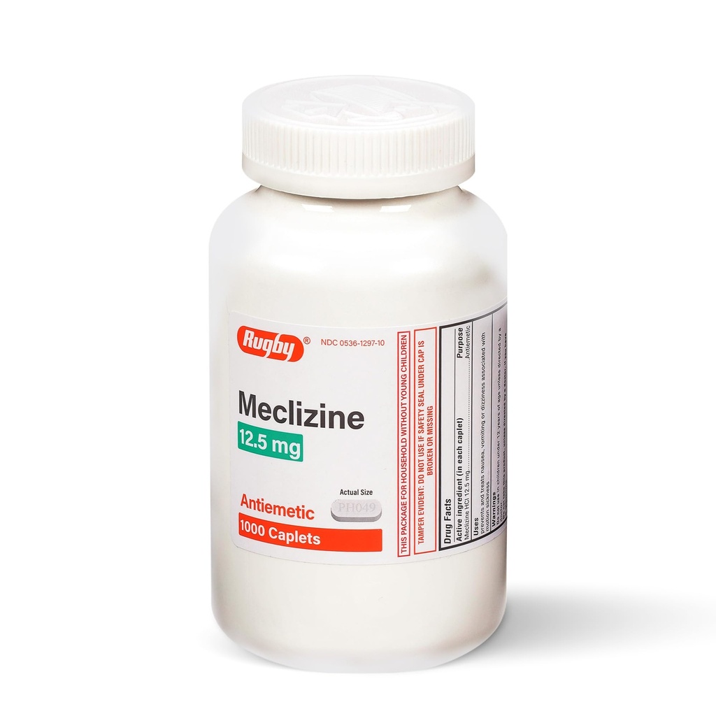Rugby Meclizine 12,5 mg antiemetiske kapeller for symptomer knyttet til bevegelsessykhet– reise og Cruise Essentials, 1000 kapell