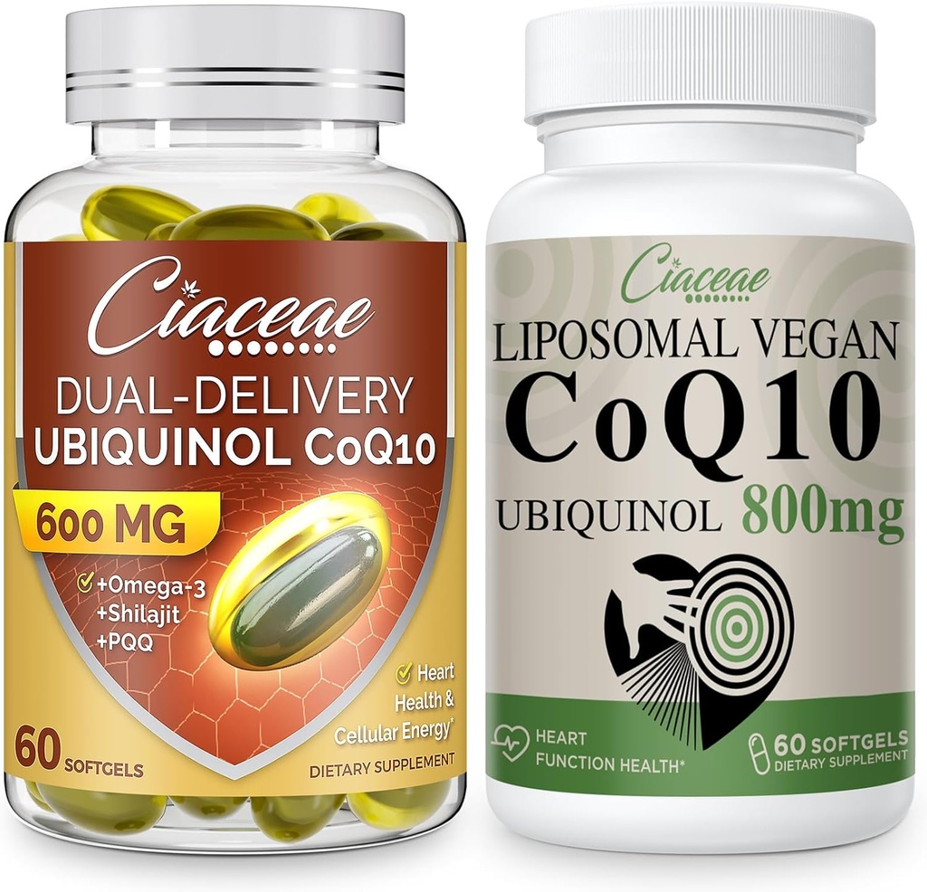 Liposomal CoQ10 800 mg 1PCS Bundle med Ubiquinol CoQ10 600 MG Softgels med Omega-3 & Shilajit & PQQ 1PCS