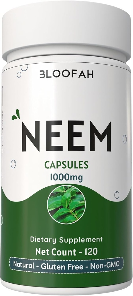 Neem Leaf Capsules 1000 mg pulver | Azadirachta Indica Leaf Herbal Supplement | Ikke-GMO, Glutenfri | Ingen kunstige additiver | Tradisjonelle Herbal formel (120 greve (Pack of 1))