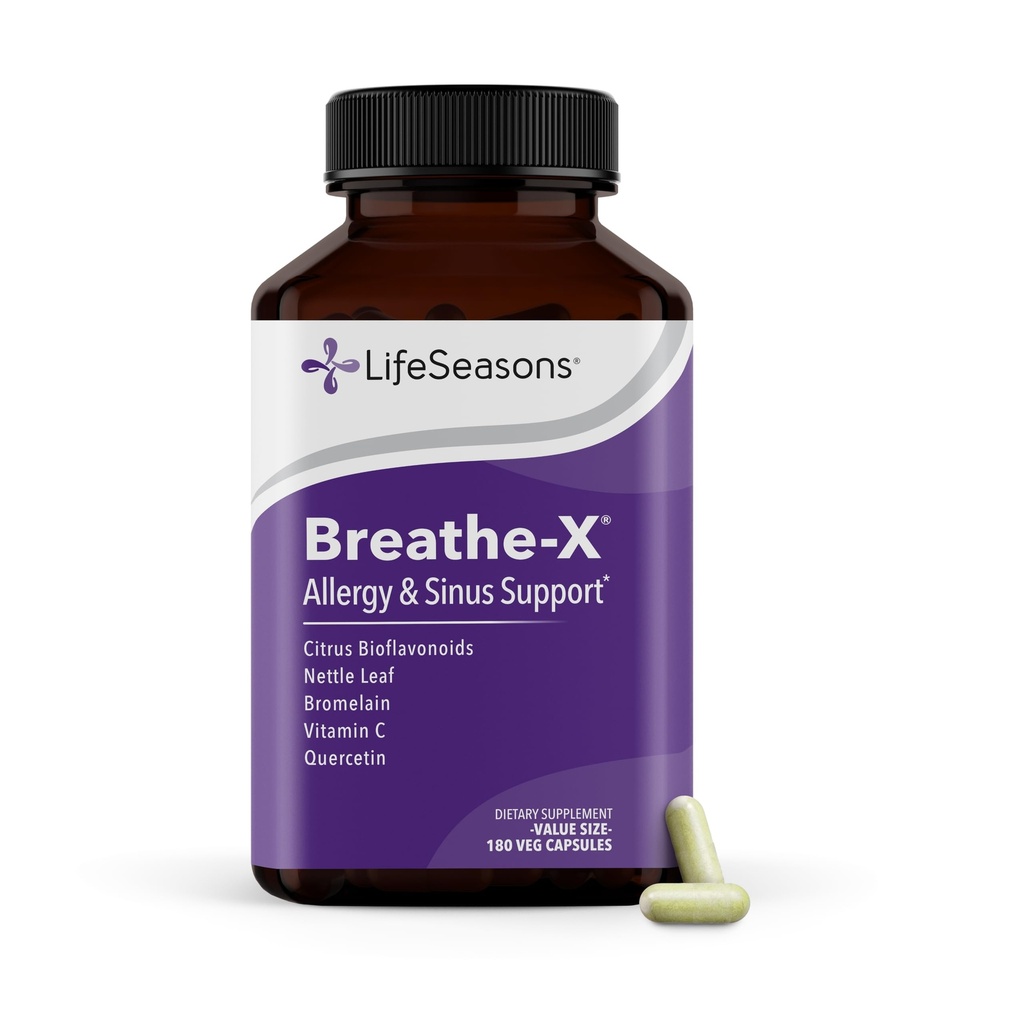 Pust-X - Allergi & Sinus Relief Supplement - støtter sinus og nasal Discomfort - Ikke-Drowsy & Fast-Acting - Quercetin, Bromelain, Citrus Bioflavonoids, Nettle Leaf & Vitamin C - 180 Kapsler