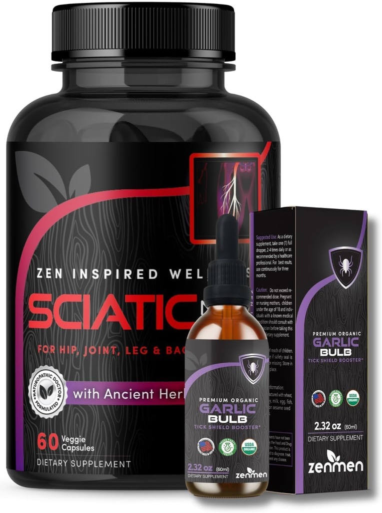 Zenmen hvitløk Tinktur og Sciatic Nerve Support Bundle