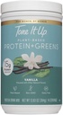 Tone Det Opp Plant Basert Protein pulver + Grønn I Dairy Free, Kosher, Ikke-GMO Pea & Pumpkin Seed Protein For Kvinner I 14 Serveringer, 15g Protein - Vanilla