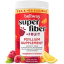 Bellway Super Fiber pulver + frukt, sukkerfri organisk Psyllium Husk pulver fiber Supplement for regelmessighet, blomstrende relief og digestiv helse, plantebasert, bringebær sitron (50 serveringer)