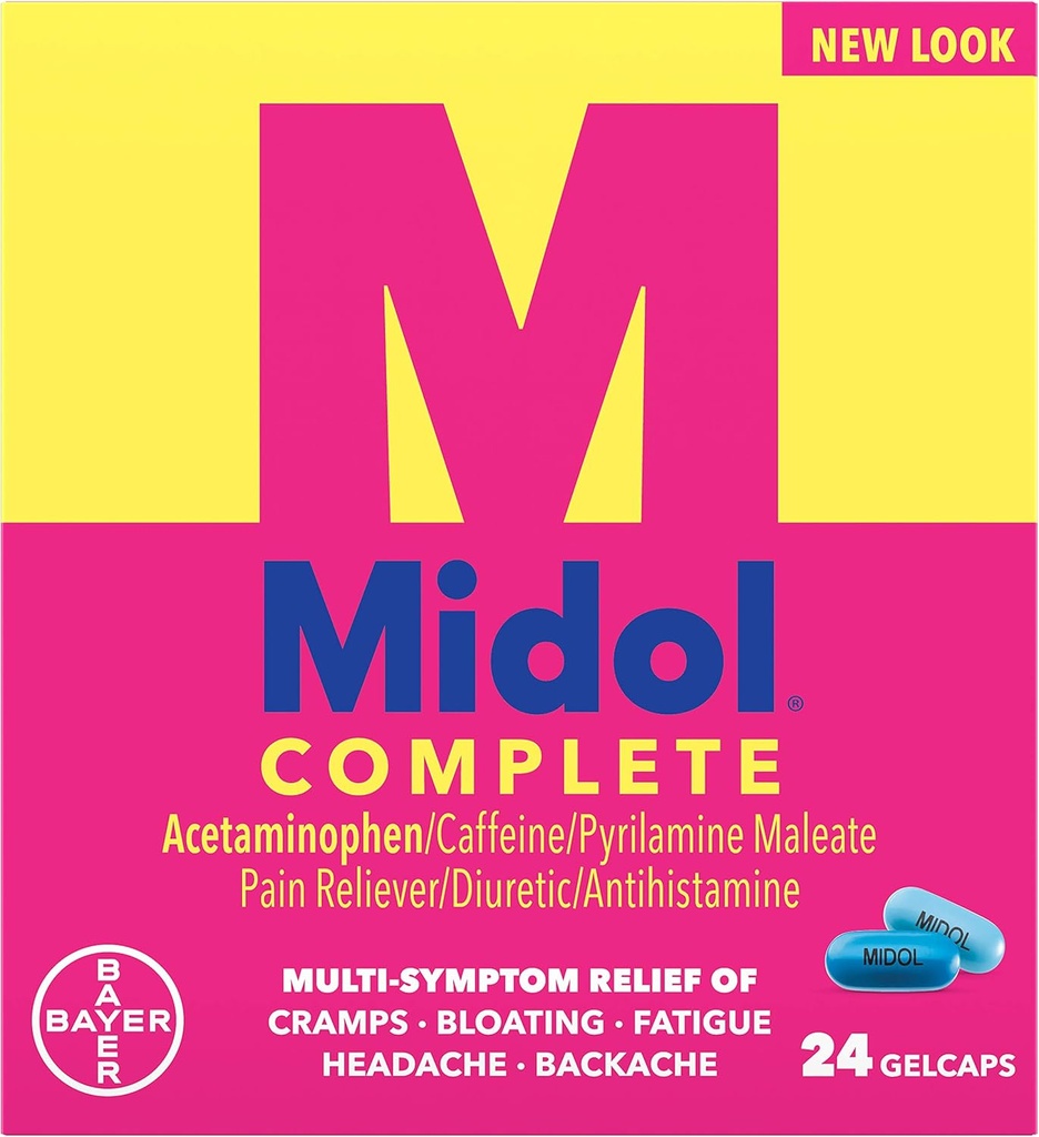 Midol Menstrial Complete, Gelcaps, 24 ct
