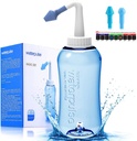 Darate Neti Pot Sinus rengjøringsflaske, nese vaskeren trykk rengjøring nasal irrigasjon for voksen og barn BPA gratis med klistremerke termometer (500ML)