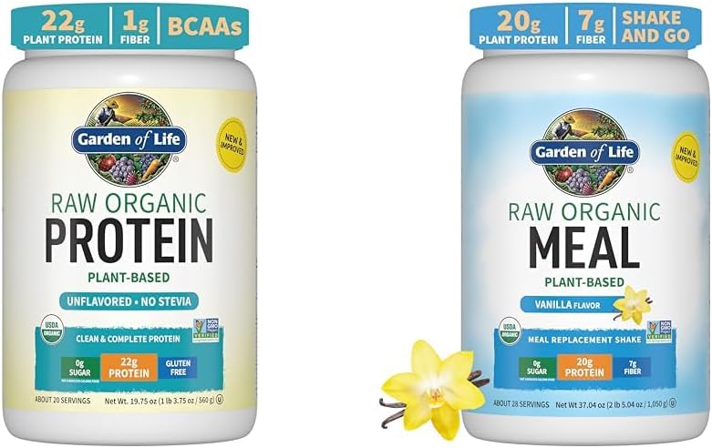 Livshage Økologisk Vegansk Uflavorert Proteinpulver 22g Komplet Plante Basert Rå Protein & Vegansk Protein pulver - Rå organiske måltid erstatningsshakes - Vanilla - Pea Protein