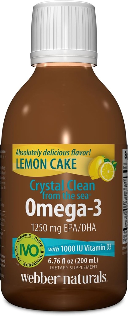 Webber Naturals Crystal Clean fra havet Omega-3 med vitamin D3, sitron kake, 6,67 Fluid Ounce