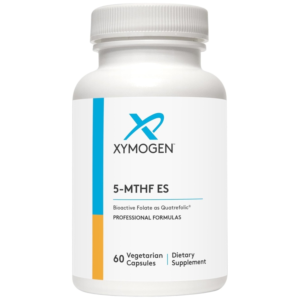 XYMOGEN 5-MTHF ES - 17.000 mg DFE - Bioactive Folate Supplement som Quatrefolic - Mood, Cardiovaskulær + Methylation Support - Vitamin B Metyl Folat som L-metylfolat (60 kapsler)
