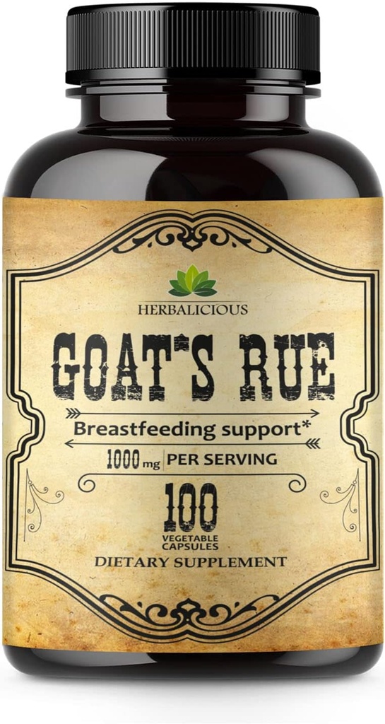HERBALICIOUS Goats Rue Capsules 1000mg - Naturlige geiter Rue Herbal Supplement - Naturlig Galega Officinalis for brystfôring - Breastmilk Production Food Supplement Support - 100 Caps