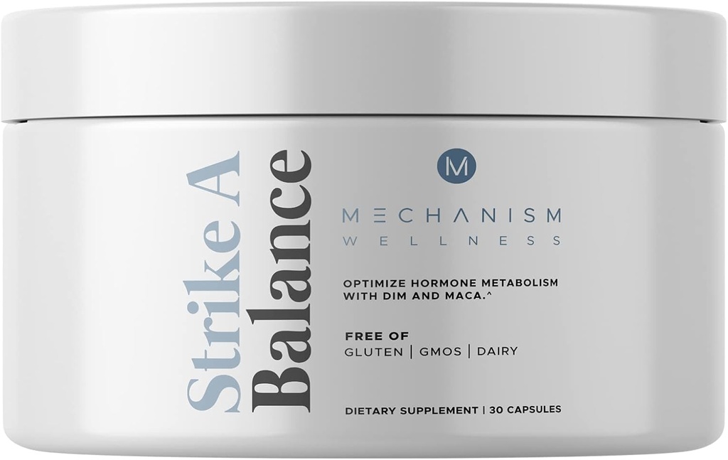 Strike A Balance Hormonal Balance Supplement med DIM Maca Energy Mood Metabolism Prostate PMS Menopause Støtte Non-GMO, 30 kapsler