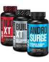 Jacked Factory N.O. XT Nitric Oxid Supplement, Build-XT Muscle Builder, & Androsurge Estrogen Blocker for menn