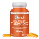 Turmeric Curcumin Capsules, Qunol med ultra høy absorpsjon 1500mg, felles støtte, kosttilskudd, ekstra styrke, 90 vegetariske kapsler