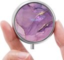 Mini piller boks, liten pille boks, bærbar pille boks, søt pille organisator for vitaminer, medisiner, fiskeolje og kosttilskudd (Purple Marble)