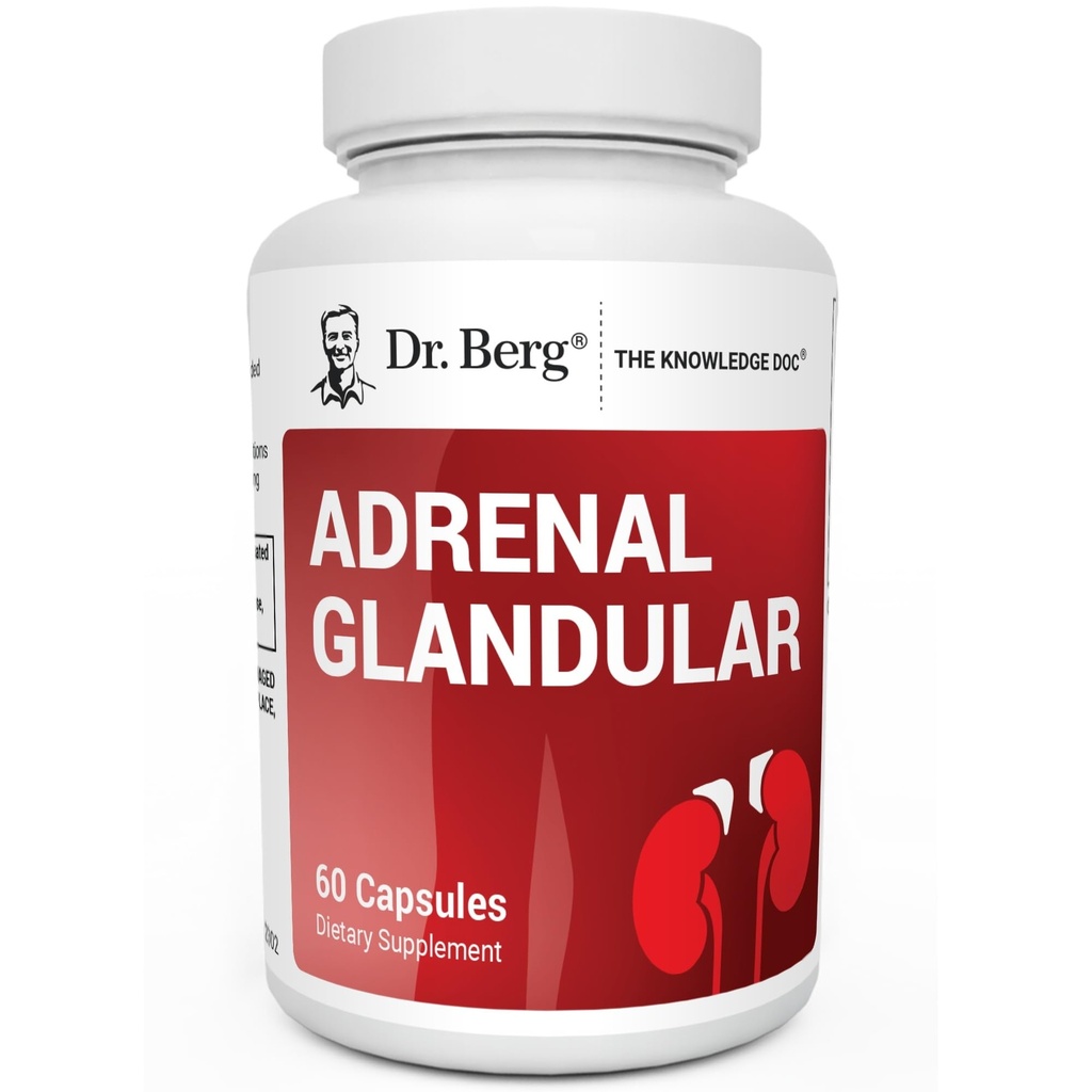 Dr. Berg Adrenal Glandular - hormonbalanse formel som støtter sunn adrenal funksjon - Adrenal støtte supplement - 60 kapsler