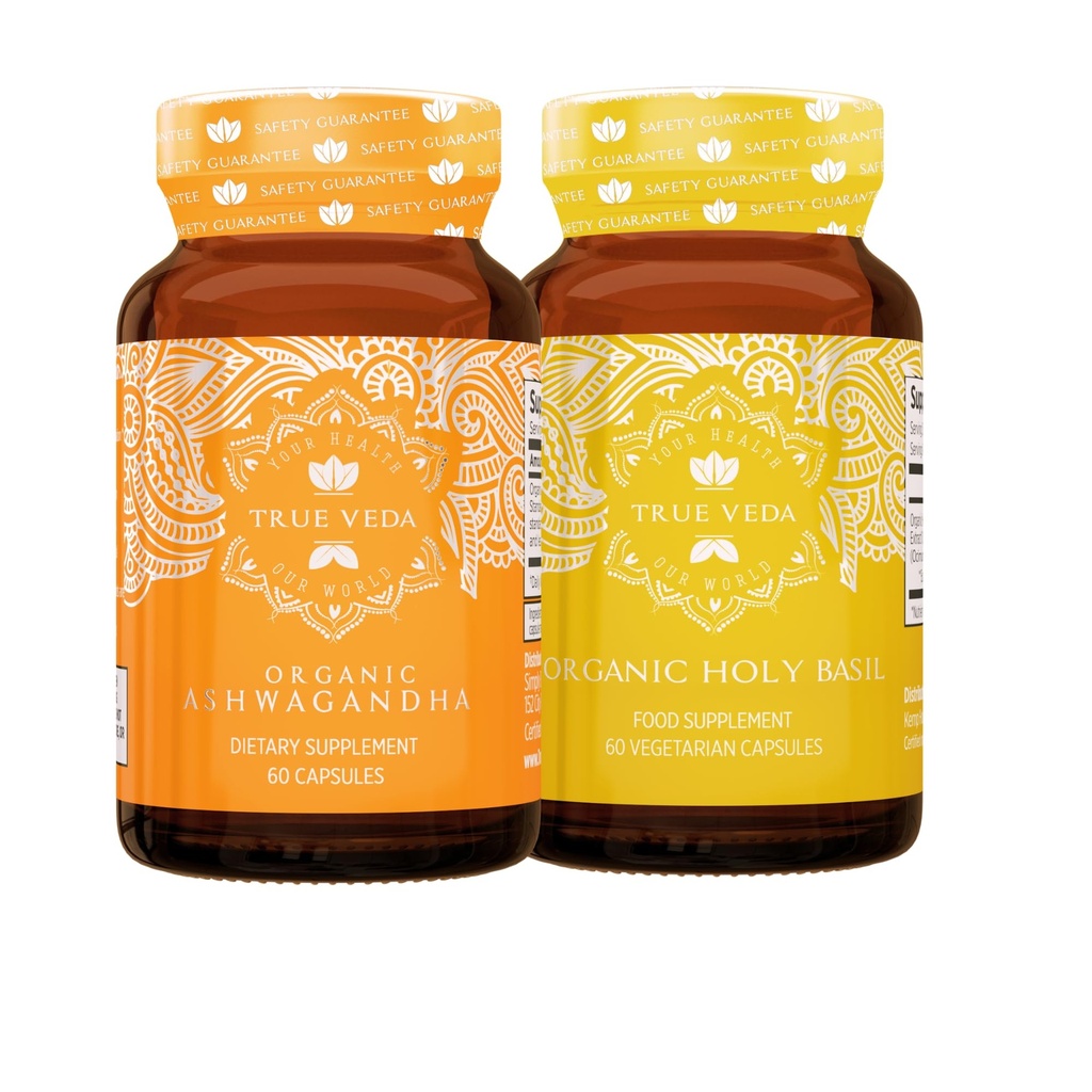 True Veda Mood Bundle USDA Organic | Multi-Award-winning | Organic Ashwagandha KSM-66® | Organic Holy Basil med vitamin B6