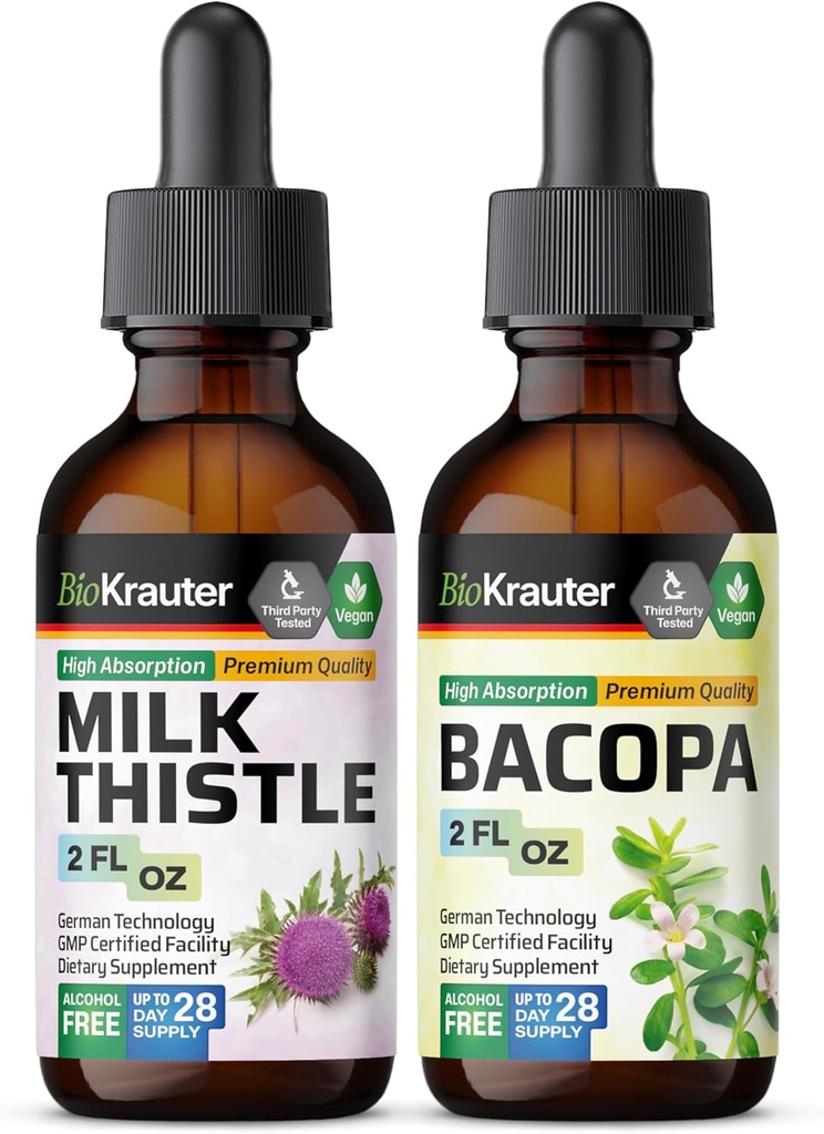BIO KRAUTER Melk Thistle Tinktur 2 Fl. Oz. & Bacopa Tinktur 2 Fl. Oz.