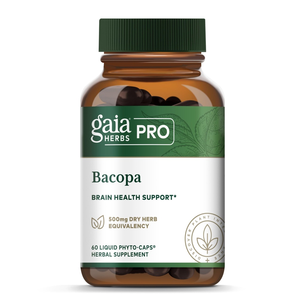 GAIA HERBS PRO Bacopa - Hjernens helse og nootropisk støtte - 60 flytende Phyto-kapser (30 Serveringer)