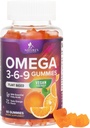 Omega 3 6 9 Gummies - Vegansk Omega 3 Supplement Gummy - essensielle fettsyrer olje 369 kompleks hjerte støtte og hjerne støtte for kvinner, menn og graviditet, fisk gratis ikke-GMO, oransje flavored - 60 Gummies