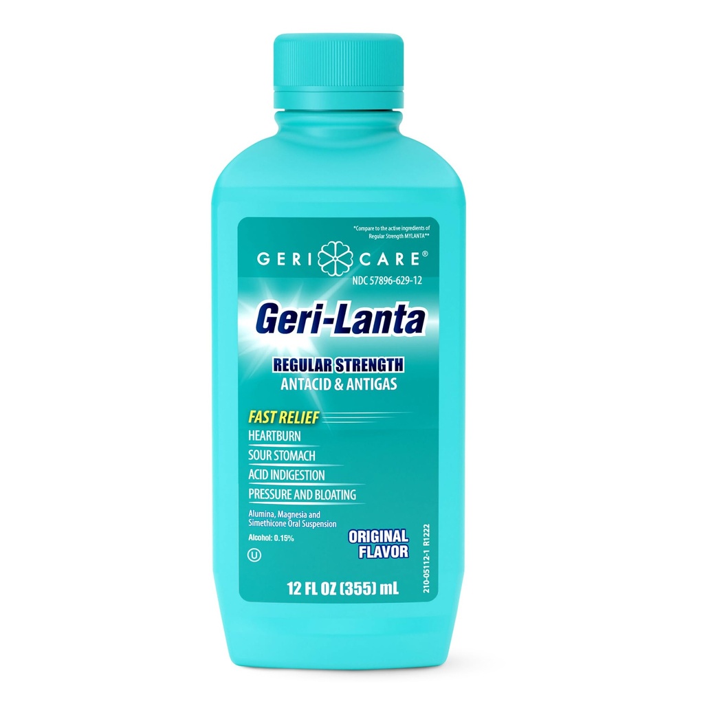 Geri-Lanta flytende antersyre og antigass ved GeriCare® Regular Strength Acid Reduser For Heartburn, Sour Mage, Acid Indigation, Pressure & Bloating henda Oral Gas Indigestion Relief