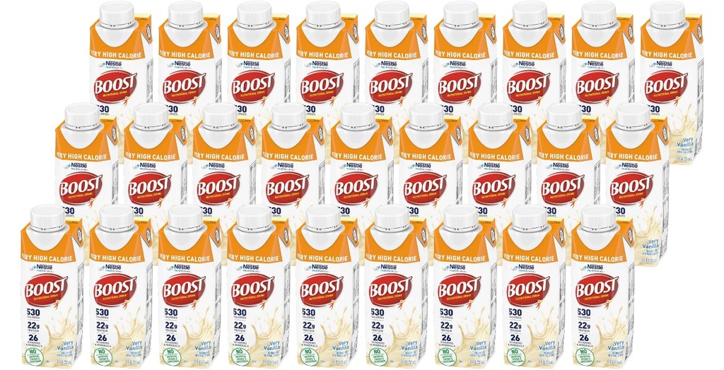 Boost Meget høy Calorie næringsrik drikk, Very Vanilla, 8 Ounce Box, Pakke med 27