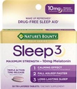 Naturens Bounty Melatonin, søvn3 Maksimum styrke 100% Drug Free Sleep Aid, L-Theanine & Nighttime Herbal Blande tid frigjøring teknologi, 10mg, 30 Tri-Layered Tabletter