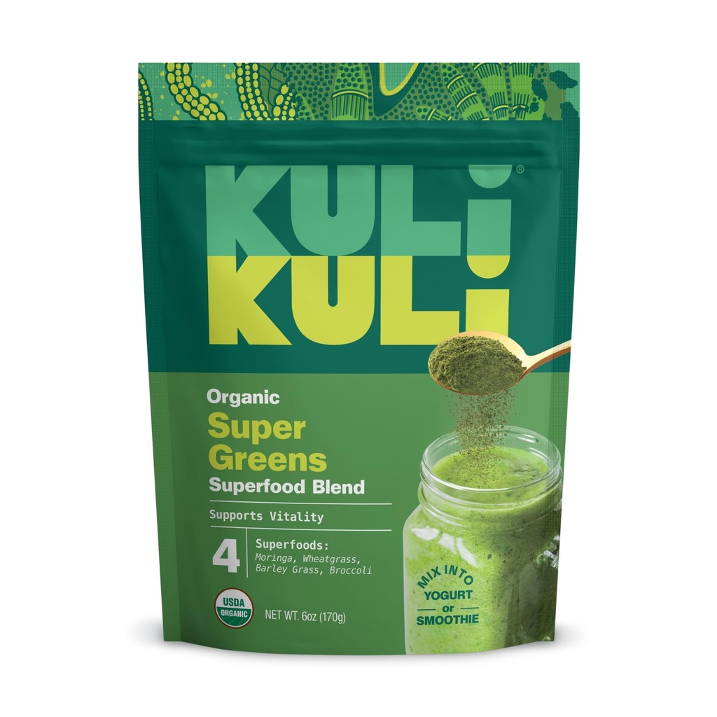 Kuli Kuli Grønn Strøm [6 oz] - Super Greens Powder - Nærende Dense Moringa, hvetegrass, Broccoli & Barley Grass Blend - 100% Plant Basert Organic Superfood Posder