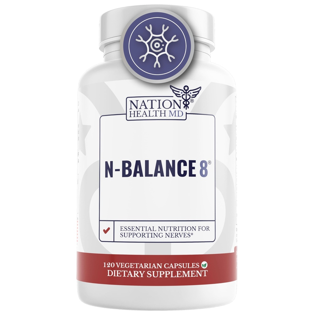 N-Balance8 - Nerve Support Formula - Nerve Støtte Supplement med Alpha Lipoic Acid, Benfotiamin og ALA - Nerve Helse Supplement for menn og kvinner, 60 kapsler