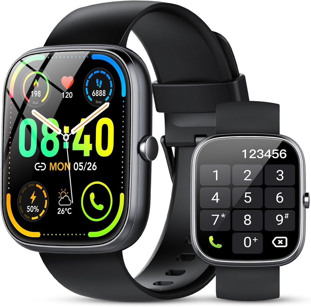 Smart Klokke for menn kvinner (Answer/Make Calls), 1.91" HD Smartwatch med hjertefrekvens skjerm søvnmonitor, IP68 Vanntett, 115+ Sportsaktivitetssporere med pedometer, Fitness Watch for Android/iOS