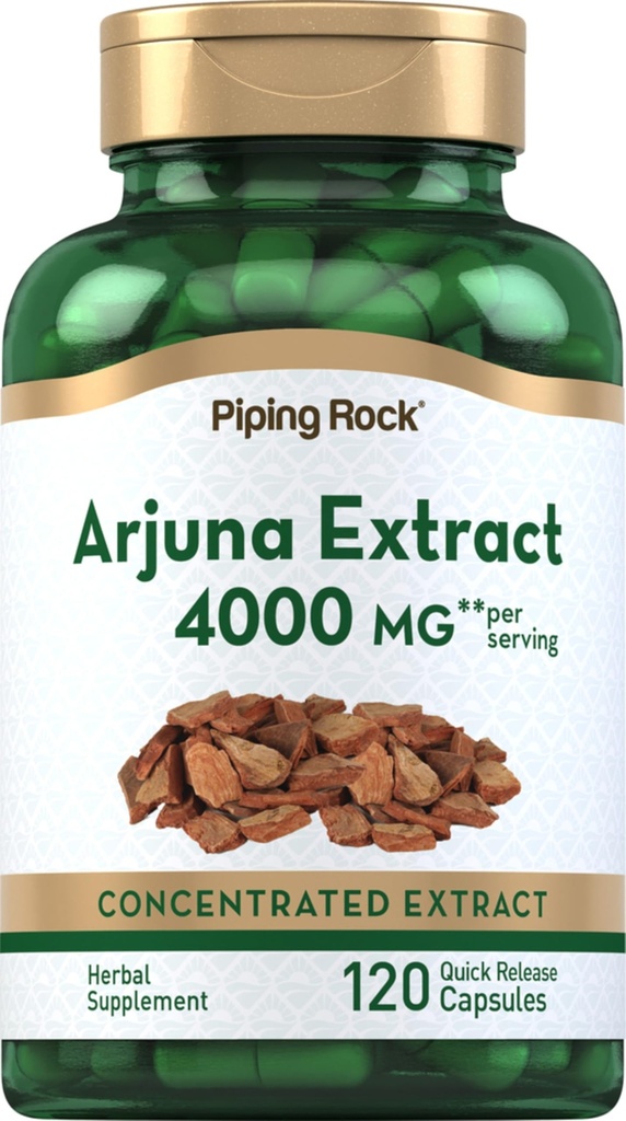 Piping Rock Arjuna ekstrakt | | mg | 120 kapsler | fra Arjuna Bark Herb | Konsentrert Herbal Supplement | Ikke-GMO, Glutenfri