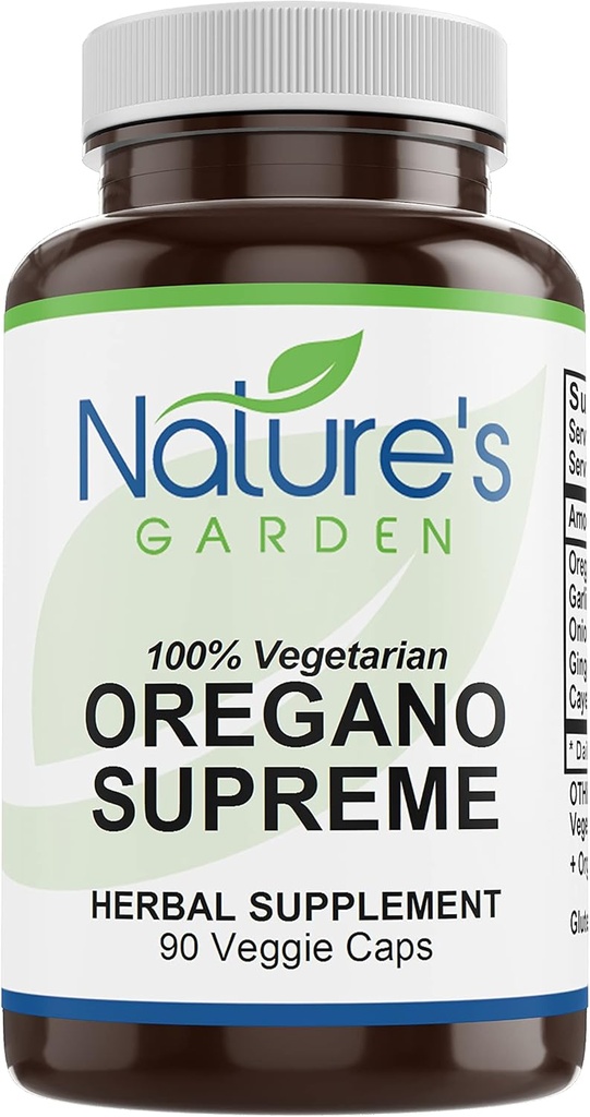 NATURES GARDEN ESSENTIALS Oregano Supreme (w/Garlic, løk, Ginger & Cayenne) - 90 Veggie Caps
