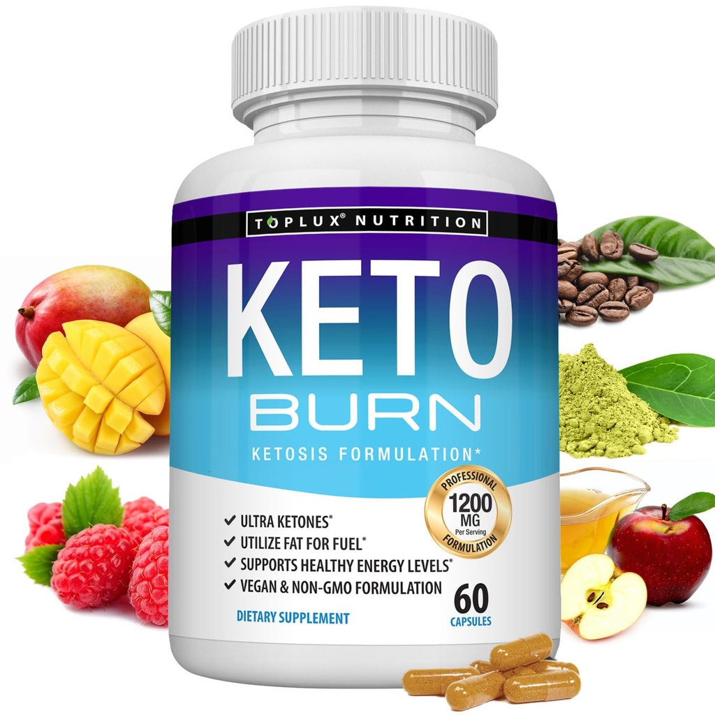 Toplux Keto Burn Piller Ketose Vekttap - 1200 Mg Ultra Advanced naturlig Ketogen fettforbrenner Ved hjelp av Ketone Diet for menn 60 kapsler Supplement