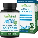 ForestLeaf Multi collagen piller - kollagen menn og collagen kvinner - Hydrolysert kollagen kosttilskudd med vitamin C & Hyaluronsyre - kollagenkapsler for hår, hud og negler (240 Peptidkapsler)