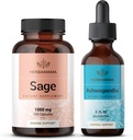 HERBAMAMA Sage og Ashwagandha Kit - Bundle på 1000 mg Sage Leaf Capsules & Ashwagandha Root Tinkture 2 oz - Vegansk, Ikke-GMO, Sukker & alkohol-fri - 2 Pack