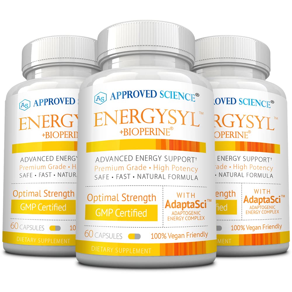 Godkjent Science Energysyl - Kaffe - med adaptere, B-vitaminer og bioperin - 3 måneders forsyning - 180 kapsler