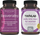 Reservasjon Skjønnhet Resveratrol 500 mg - Særskilt Trans-Resveratrol - Vegan Antioksidant Supplement for hjerne og hjerte helse 60 Kapsler & Twinlab TWL kvinners daglige en 60 ct