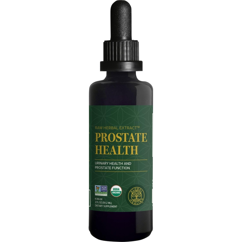 Global Healing Organic Prostate Health - Mens Helse Supplement - Prostata Supplements Hjelp Urin Bladder Control, Hyppig urinasjon Relief Reduserer Badturer - 2 Fl Oz
