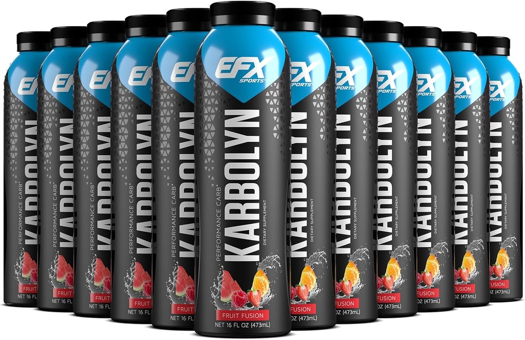 EFX Sports Karbolyn Drivstoff Drink Pre, Intra, Post Trening Carbohydrat Drink | Carb Last, Utnyttbar energi | Stimulant & Sukker Gratis | 12 Pack (Fruit Fusion)